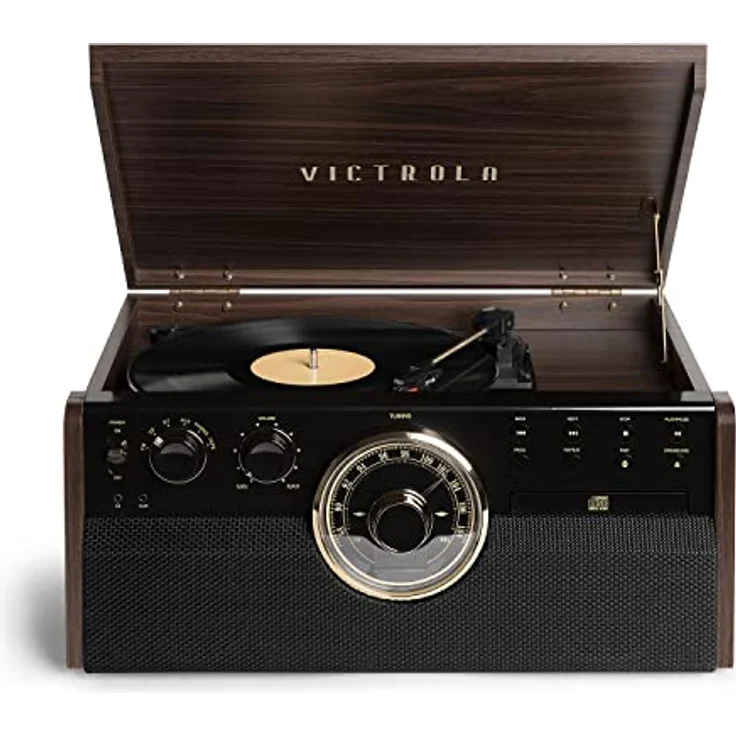 Victrola Empire 6-in-1 Plattenspieler, Bluetooth, integrierte Lautsprecher, braun – Bild 8