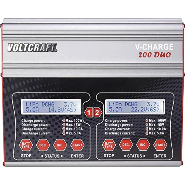 VOLTCRAFT Modellbau-Multifunktionsladegerät 12 V, 230 V 10 A V-Charge 200 Duo Blei, NiMH, NiCd, LiPo, LiIon, LiHV, Blei-Calcium (1539603) – Bild 2