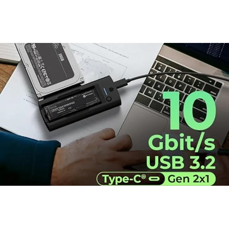 ICY BOX IB-180MS-C31 Dockingstation für NVMe M.2 SSD und SATA Laufwerk, USB Type-C, bis zu 10 Gbit/s, LED Statusanzeige, schwarz – Bild 4