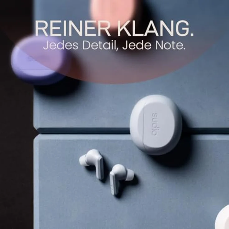 sudio A3 Pro, True Wireless Kopfhörer mit Noise Cancelling, Bluetooth 5.4, 25h Spielzeit, USB-C Ladecase, Blau – Bild 2