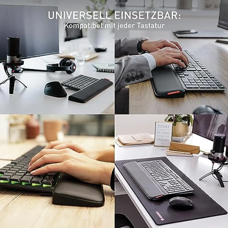 CHERRY PALMREST ERGO, ergonomische Handballenauflage, kompatibel mit jeder Tastatur, ausziehbare Füße, 3 verschiedene Neigungswinkel, extrabreit, schwarz – Bild 4