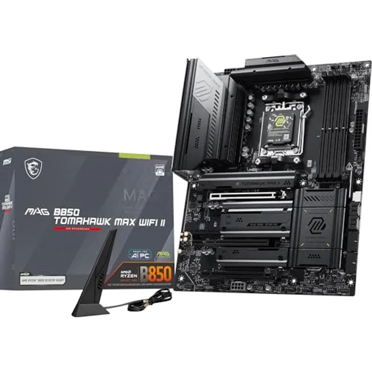MSI MAG B850 TOMAHAWK MAX WIFI II, Mainboard für AMD AM5 mit DDR5, Wi-Fi 7 und 256 GB RAM-Unterstützung, schwarz
