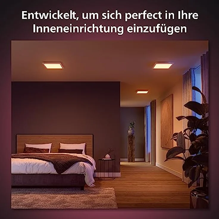 Philips Hue White & Color Ambiance Surimu Panel, 30x30 cm, dimmbar, bis zu 16 Mio. Farben, steuerbar via App, kompatibel mit Amazon Alexa (Echo, Echo Dot) – Bild 3