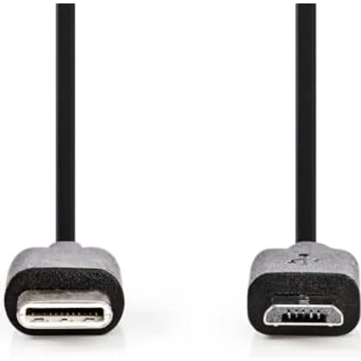 Nedis USB-Kabel, USB 2.0 Typ-C zu Micro-B, 1.00 m, 480 Mbps, 60 W, vernickelt, schwarz, PVC – Bild 3