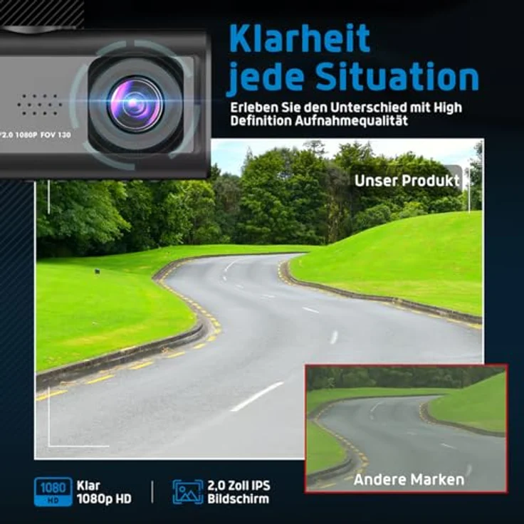 Fleau Tech Dashcam für Auto 3 in 1 – Vorder- und Rückkamera – Full HD – 170°-Weitwinkelobjektiv – 24-Stunden-Parküberwachung – G-Sensor – Micro-SD-Karte 32 GB – Bild 4
