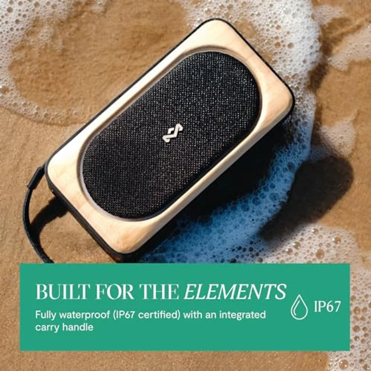 Marley Roots Solar Bluetooth Lautsprecher - Kleine tragbare Solar Lautsprecher Bluetooth Box für Reisen & Outdoor, IP67 wasserdicht, 14 Std. Spielzeit - Mini Lautsprecher für Handy, Schwarz – Bild 5