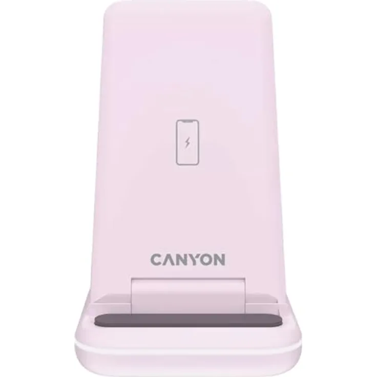 Canyon Wireless Charger Dock 3in1 Foldable/15W/QI/LED Pink - Kabellose Ladestation mit LED-Anzeige und 15W Ladeeffizienz