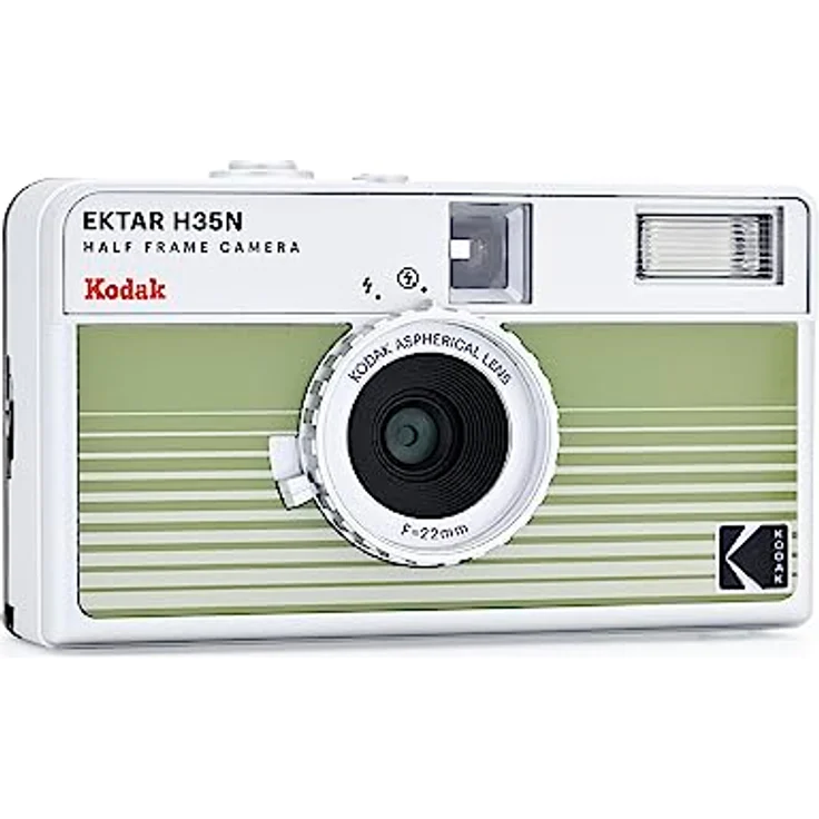 KODAK EKTAR H35N Halbformat-Filmkamera, 35 mm, wiederverwendbar, Bulb-Funktion, Sternfilter, beschichtetes Objektiv, grün gestreift – Bild 3