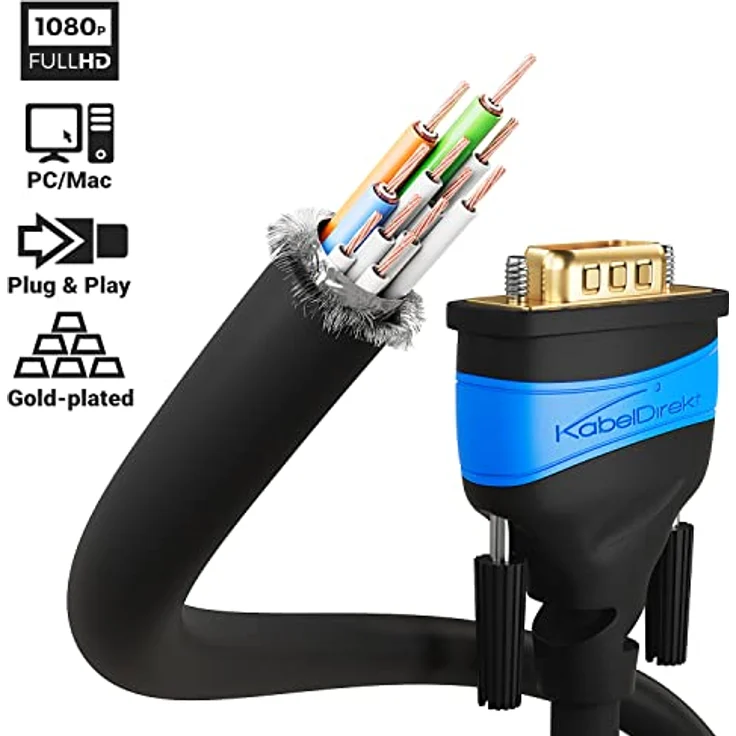 KabelDirekt - VGA Kabel - 1,5m - (15 - polig, Full HD 3D 1080p) - TOP Series - Preisvergleich – Bild 2