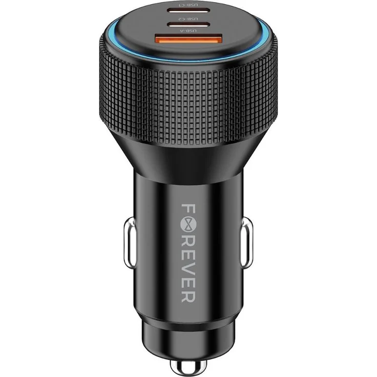 FOREVER CC-07 Autoladegerät 66 W, 2x USB C und 1x USB A, Power Delivery und Quick Charge, schwarz