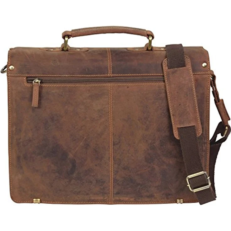Greenburry Aktentasche Vintage, Leder - Eleganter Vintage-Stil mit 2 Hauptfächern, Reißverschlussfächern und A4-Fach - Preisvergleich – Bild 2