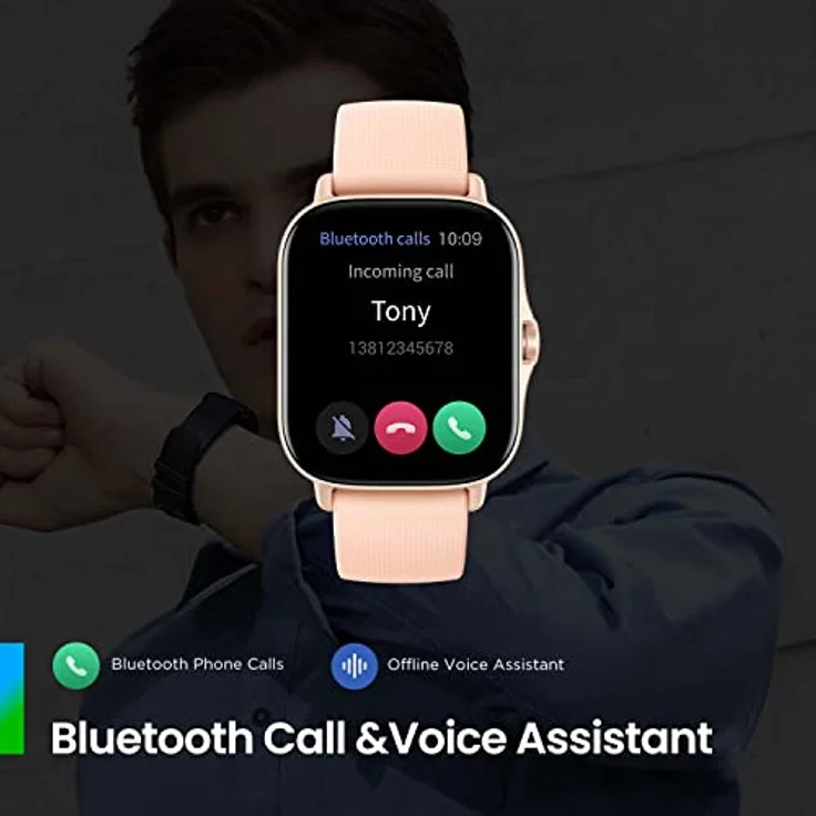 Amazfit [Version 2022] GTS 2 Smartwatch mit AMOLED Always-on Display, Bluetooth-Anrufe, 3 GB Musikspeicher, Sportuhr mit 90 Sportmodi, Herzfrequenz- und SpO2-Überwachung, Alexa, GPS, Schwarz – Bild 3