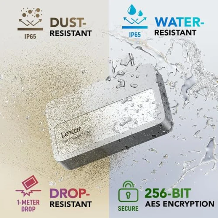 Lexar Professional Go Portable SSD mit HUB 1TB, ultrakompakt, bis zu 1050MB/s Lesen und 1000MB/s Schreiben, USB 3.2 Gen 2, für iPhone 15/16, Silber – Bild 4
