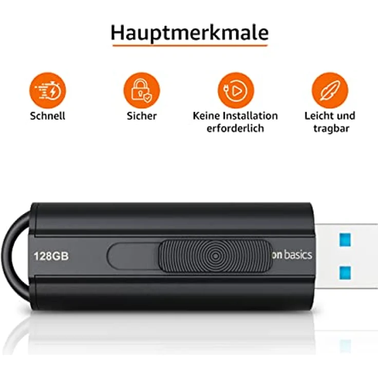 Amazon Basics - 128 GB, USB 3.1-Flash-Laufwerk, Lesegeschwindigkeit bis zu 130 MB/s, Schwarz – Bild 2