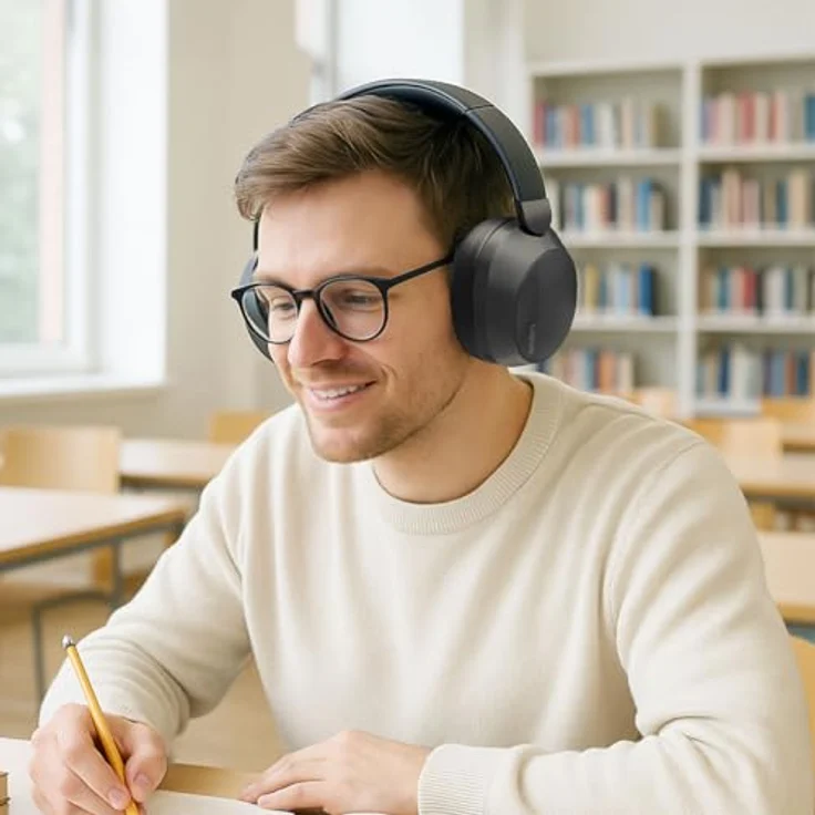 LogiLink BT0071 Over Ear Kopfhörer, Bluetooth® mit aktiver Geräuschunterdrückung (ANC), schwarz, 15 Stunden Akkulaufzeit – Bild 4