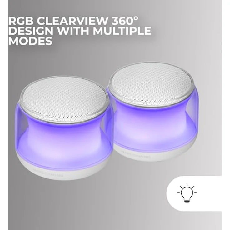 Mars Gaming MS-Aura, Bluetooth-Lautsprecher 5.3 mit 15W DSP-Chipsatz, 360º RGB-Beleuchtung und AUX-IN, Weiß – Bild 3