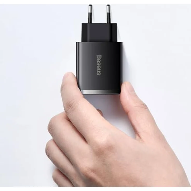 Baseus Compact Quick Charger CCXJ-E01, 2× USB-A + USB-C PD 3 A 30 W, schwarz – Bild 9