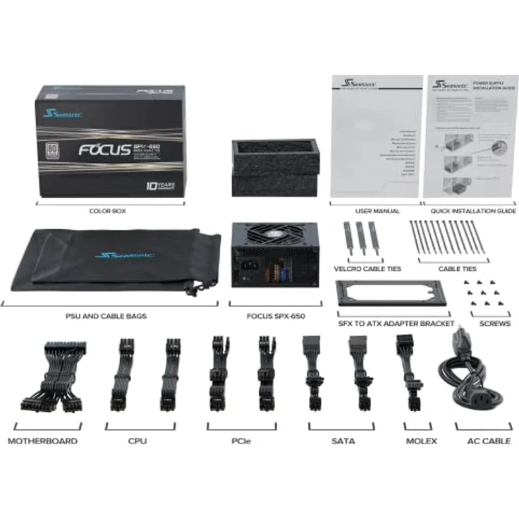 Seasonic Netzteil 650W FOCUS-SPX-650 Modular (80+Platinum) – Bild 5