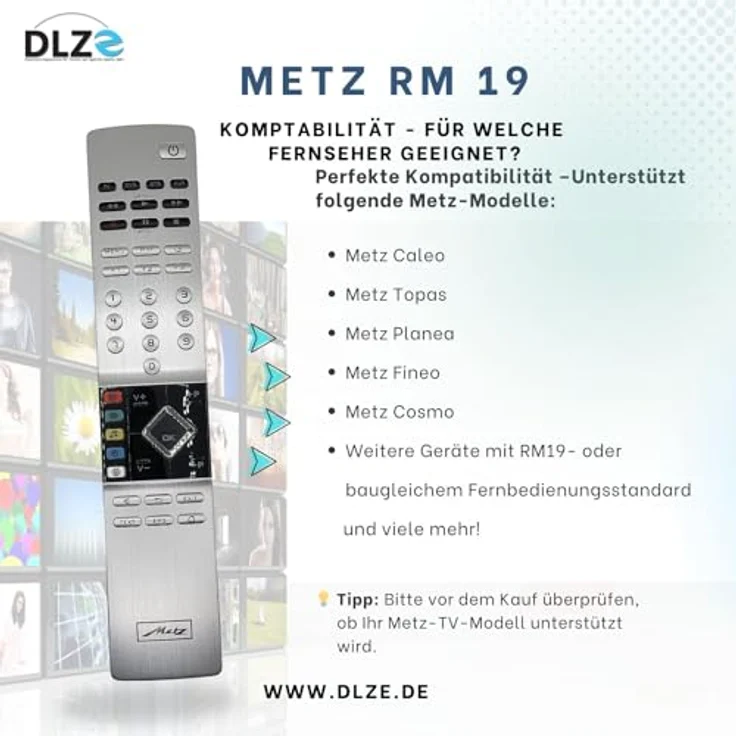 Metz RM19, Original-Fernbedienung für Metz TV-Geräte, sofort einsatzbereit, keine Programmierung nötig – Bild 4