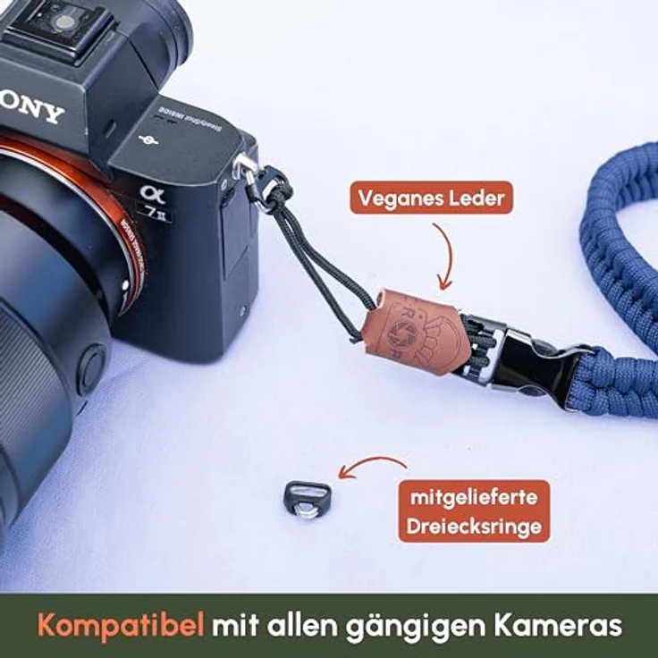 C-Rope Kamera Handschlaufe The Claw aus handgeflochtenem Paracord. Kameragurt mit Schnellverschluss-System, Navy Blau – Bild 5