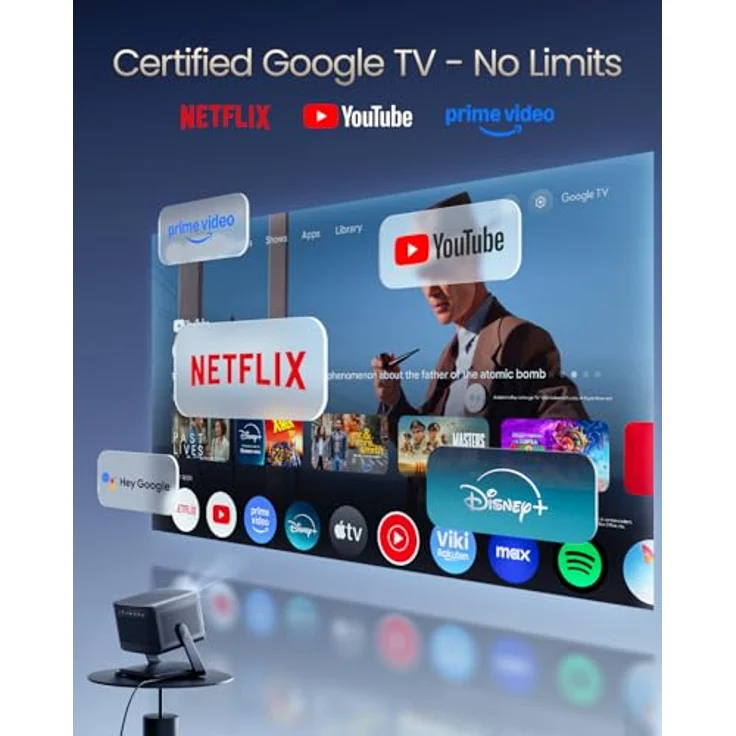 Dangbei DBOX02 Pro 4K Beamer, 2000 ISO Lumen, HDR10+, Dolby Audio, 300" Bildschirm, Google TV & Netflix, WiFi & Bluetooth, 3D Ready – Bild 2