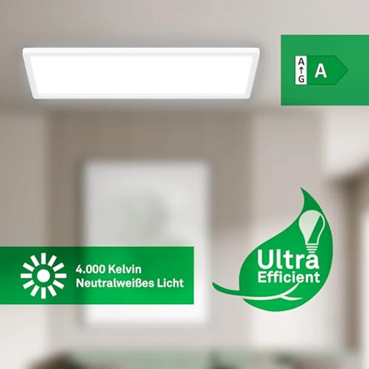 BRILONER - EEK A LED Deckenlampe Effizient mit 14W bei 3000lm, ca. 50.000h Licht, flach, indirektes Licht, LED Panel, 58x20x3 cm, Weiß – Bild 2