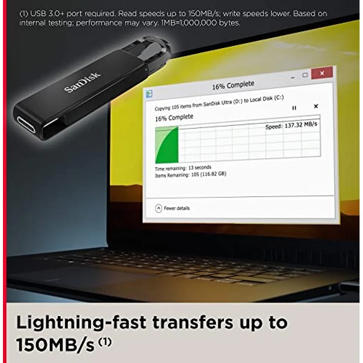 SanDisk Ultra USB Type-C 128GB USB Flash-Laufwerk USB 3.1 bis zu 150MB-s – Bild 4