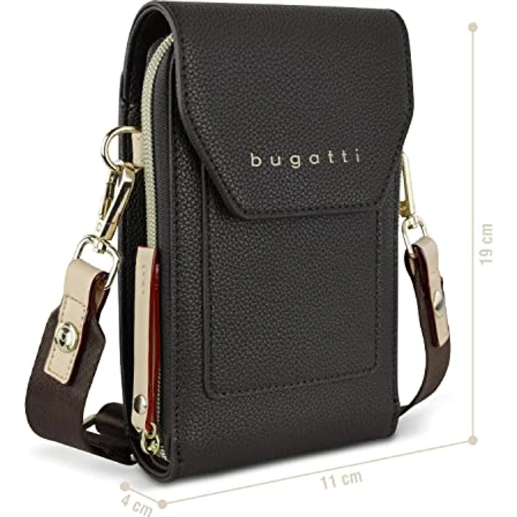 bugatti Ella Handytasche 11 cm, dunkelbraun, 100% Polyester, kompakte Schutzhülle – Bild 2
