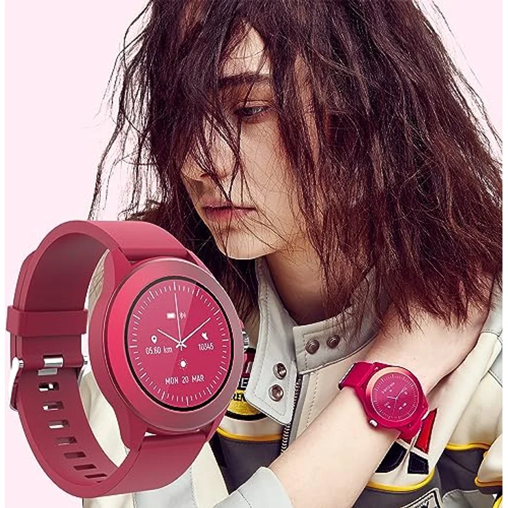 FOREVER Colorum CW-300 Rosa Smartwatch Wasserdicht IP68 - Pulsuhr mit Schrittzähler Schlaftracker Kalorienzähler - Lange Akkulaufzeit - Android/iOS Sportuhr Damen Herren Unisex Stilvolles Design – Bild 2