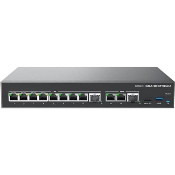 Grandstream GCC6011, Netzwerk Switch mit 12 Ports, integrierter IP-PBX, VPN-Router und Firewall, Schwarz – Bild 1