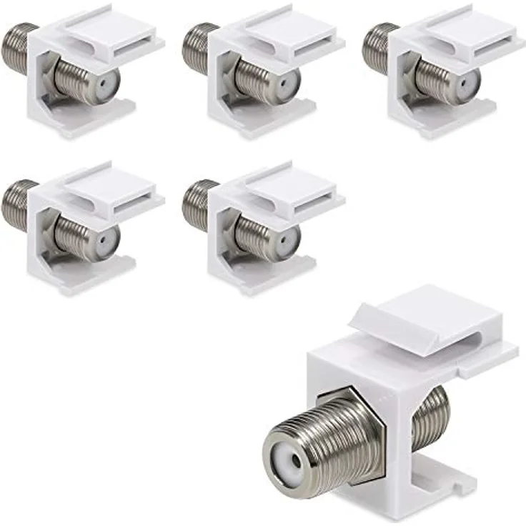 kwmobile 6X Keystone Modul F-Buchse - 6 Stück Koax F-Stecker für DVB-S und DVB-S2 - Anschluss TV SAT Kabel an Modular Patchpanel - Sat-Montagezubehör