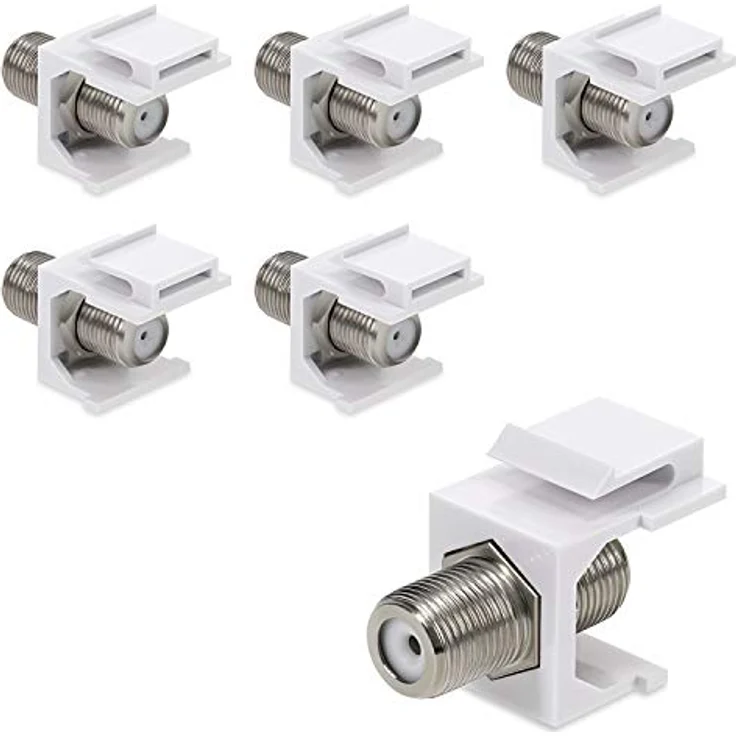 kwmobile 6X Keystone Modul F-Buchse - 6 Stück Koax F-Stecker für DVB-S und DVB-S2 - Anschluss TV SAT Kabel an Modular Patchpanel - Sat-Montagezubehör – Bild 1