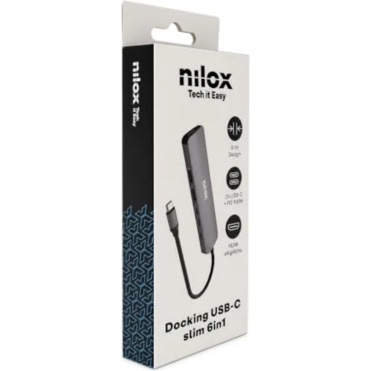 Nilox USB-C Dockingstation Slim 6in1, Laptop-Dockingstation mit Monitoranschluss, Grau – Bild 6
