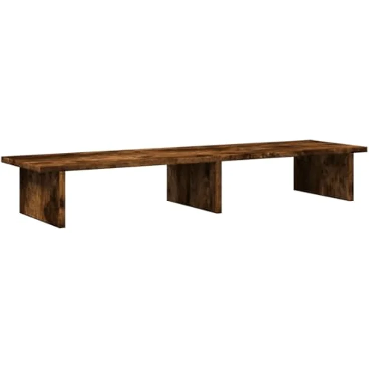 vidaXL Monitorständer Räuchereiche, 100x27x15 cm aus robustem Holzwerkstoff, max. 20 kg, für zwei Monitore – Bild 1