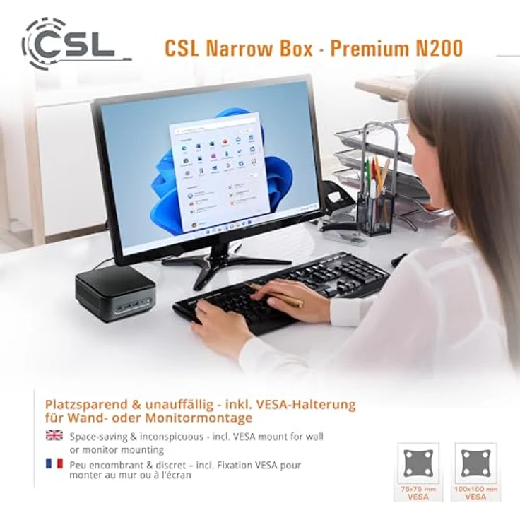 CSL Narrow Box Premium, Mini-PC mit Intel N200, 16 GB RAM, 500 GB SSD, Intel UHD Graphics, Schwarz – Bild 8