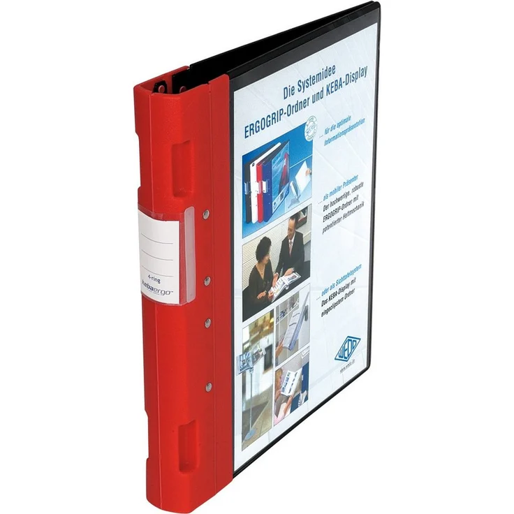 WEDO Aktenordner ERGOGRIP, Rücken rot, Deckel schwarz, A4 Format mit 4 Ring Mechanik