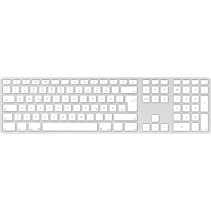 Matias Kabellose Tastatur, QWERTZ, für Mac, Silber, mit AES-128-Bit-Verschlüsselung und bis zu 1 Jahr Akkulaufzeit
