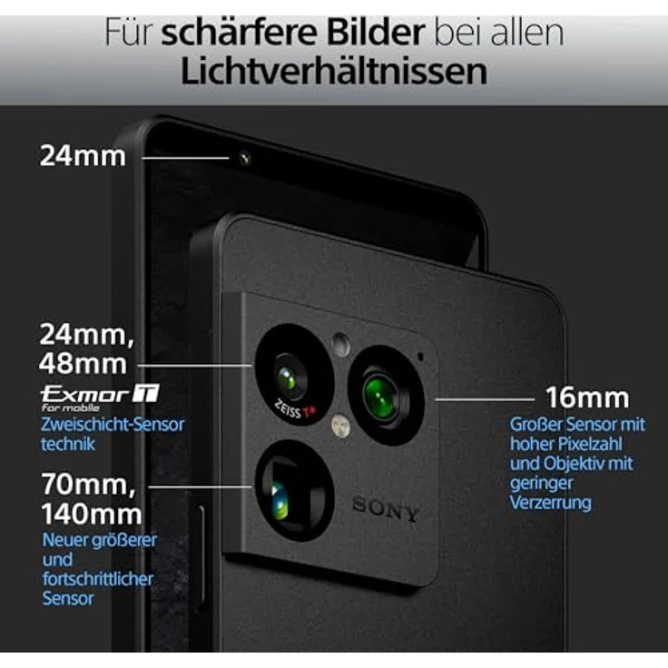 Sony Xperia 1 VIII - 6,5" 19,5:9 FHD+ HDR OLED 120Hz, Dreifach-Kamera mit neuem Teleobjektiv, Xperia AI, Akku für 2 Tage, 3,5mm Audio, Dual SIM, Graphit-Schwarz – Bild 6