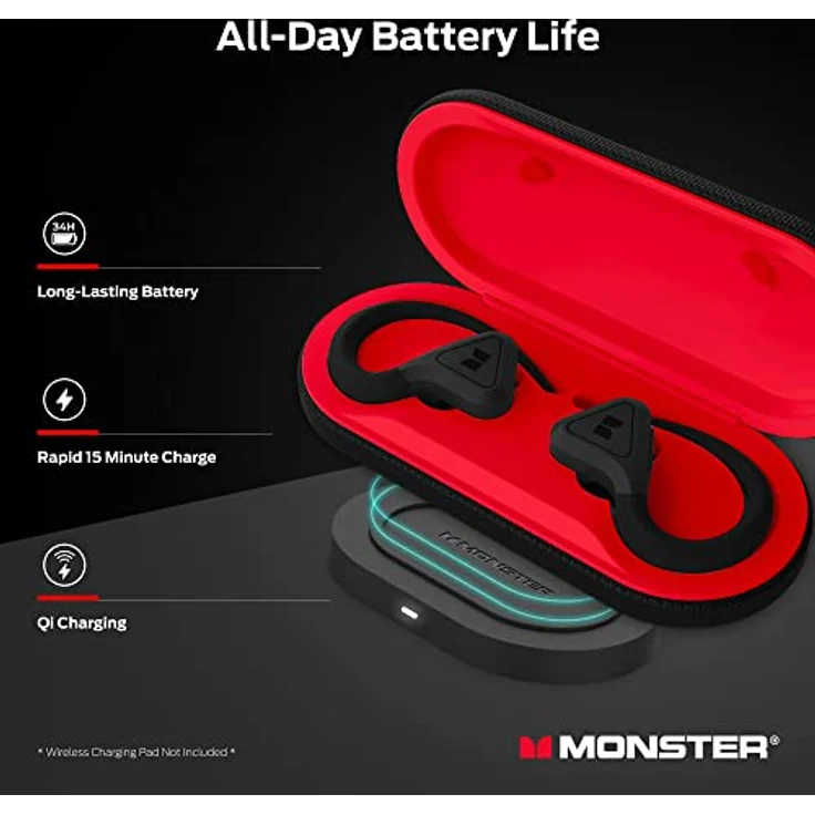 Monster In-Ear-Kopfhörer, True Wireless, DNA Fit, Schwarz/Rot – Bild 5