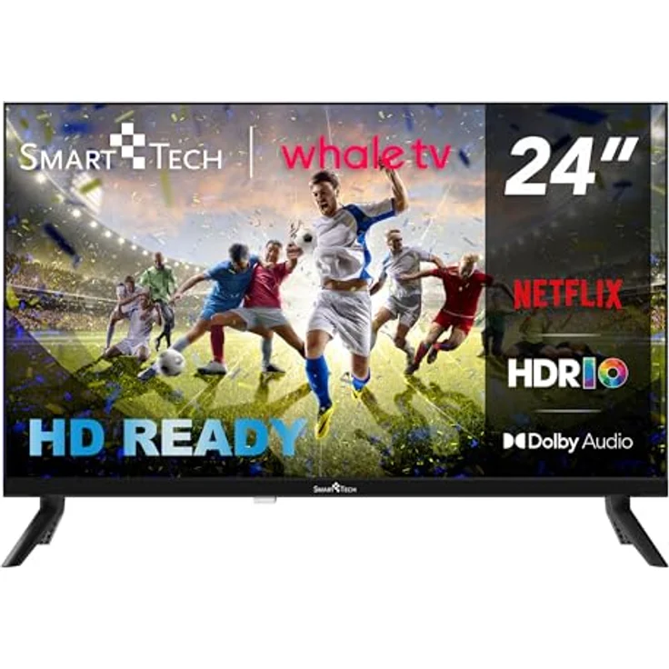 Smart Tech Whale TV 24HH01V, 24 Zoll Smart TV mit HD-Auflösung, HDR10, Bluetooth und Triple-Tuner, schwarzes Design – Bild 1