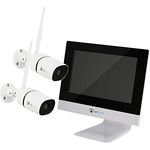 LUVISION WLAN Funk Überwachungskamera Set - Überwachungssystem mit Monitor HDD-Rekorder & Cloud Speicher 2 IP Kameras & App