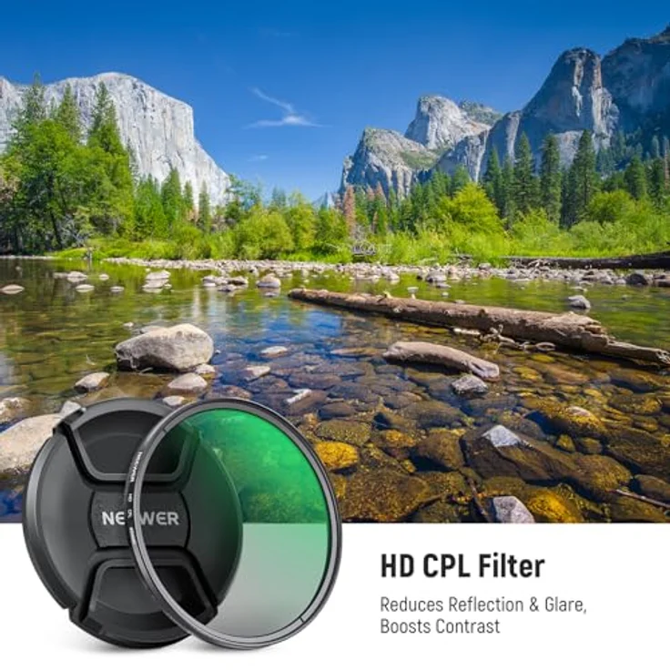 NEEWER 49mm CPL Filter, Zirkularer Polarisationsfilter aus HD Optik mit mehrfacher Nanobeschichtung, inkl. Objektivdeckel und Reinigungstuch – Bild 2