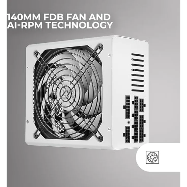 MARSGAMING MPZE750M, Modulares ATX 750W Netzteil, 10 Jahre Garantie, 80Plus Silber +87% Wirkungsgrad, AI-RPM Lüfter, Japanische 105º Kondensatoren, Weiß – Bild 4