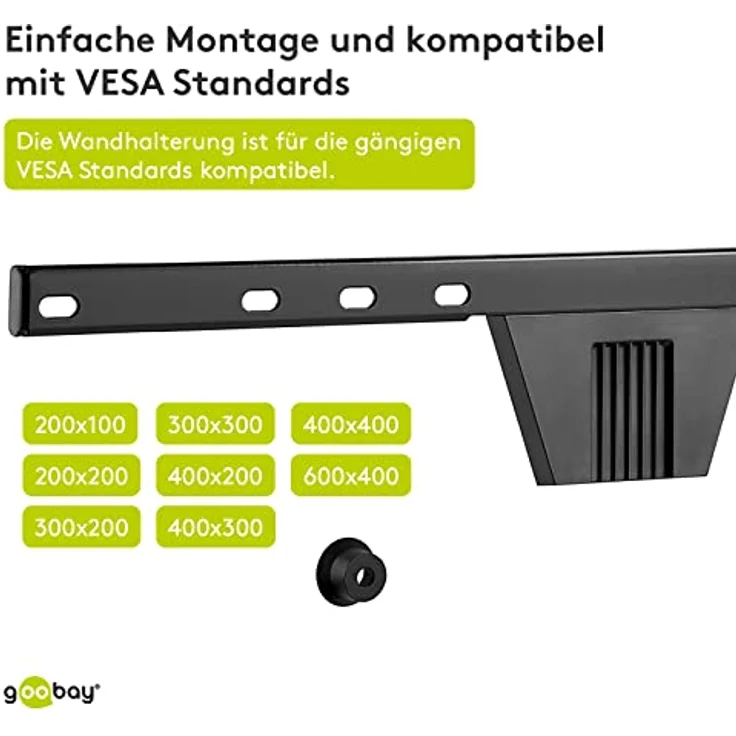 Goobay 49949 TV-Wandhalterung OLED Fixed (L), 37" bis 70" (94-178 cm), 50 Kg, einfache & sichere Montage, Schwarz, Vesa Standard – Bild 5