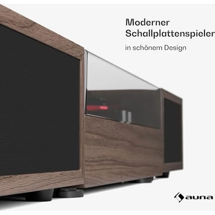 Auna Plattenspieler mit Bluetooth, Lautsprecher & Retro Vintage-Design, 3 Geschwindigkeiten, schwarz – Bild 5