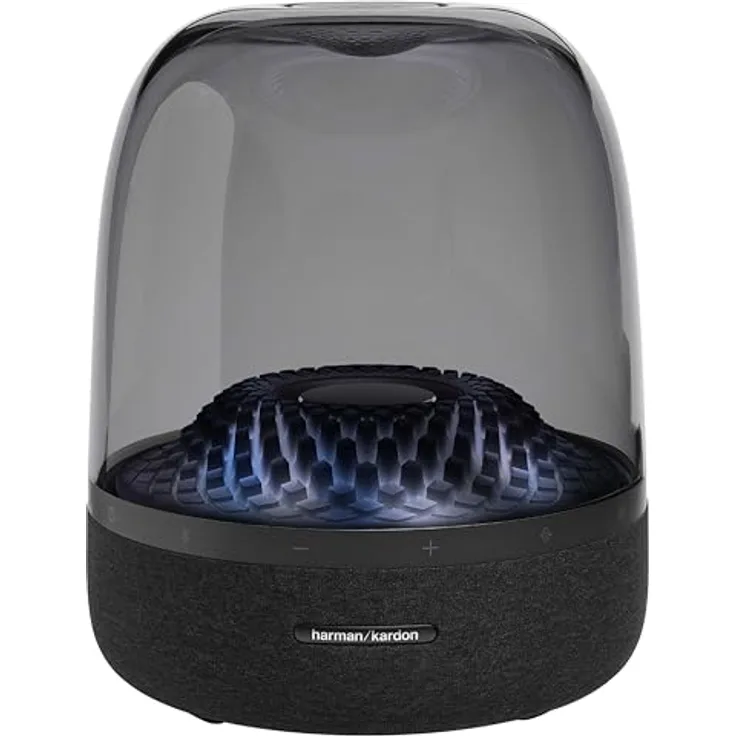 Harman Kardon Aura Bluetooth Box in Schwarz – Tragbarer Bluetooth Lautsprecher mit 360-Grad-Klang