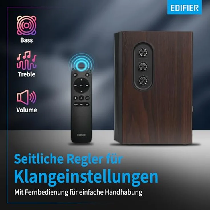 Edifier S355DB 2.1 Lautsprechersystem, 150W RMS mit kabellosem Subwoofer, digitale Signalverarbeitung, Walnuss – Bild 9