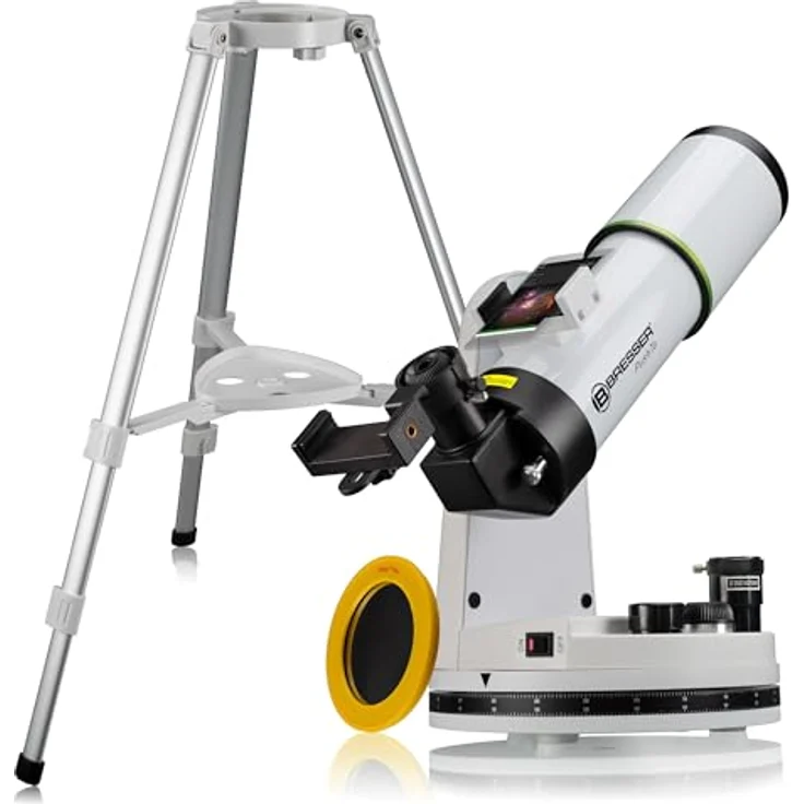 Bresser PushTo AR-80/400, Smart Teleskop mit 80mm Objektiv, 400mm Brennweite, Bluetooth, Feld-Dreibeinstativ und Smartphone-Adapter – Bild 1