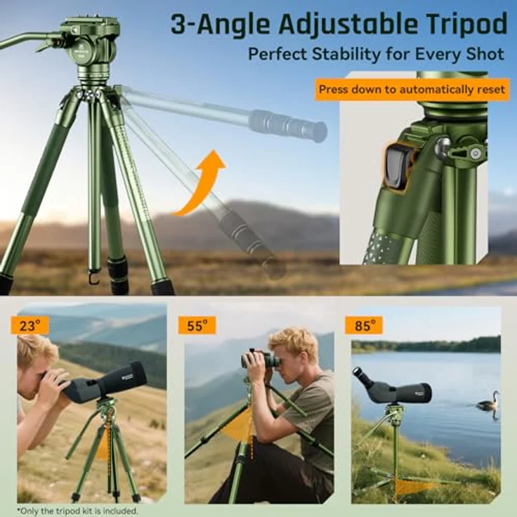 SIRUI Europe Sirui Sportich SP004 + G5X Dreibeinstativ, verstellbar von 16-149 cm, grün, ideal für Fotografie und Naturbeobachtungen – Bild 6