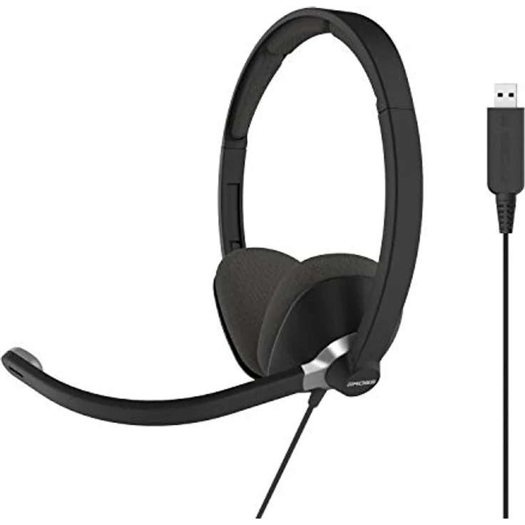 Koss CS300-USB Doppelseitiges On-Ear-Kommunikations-Headset, Geräuschunterdrückung, Elektret-Mikrofon, Flexibler Mikrofonarm, kabelgebunden mit USB-Stecker, Schwarz – Bild 1
